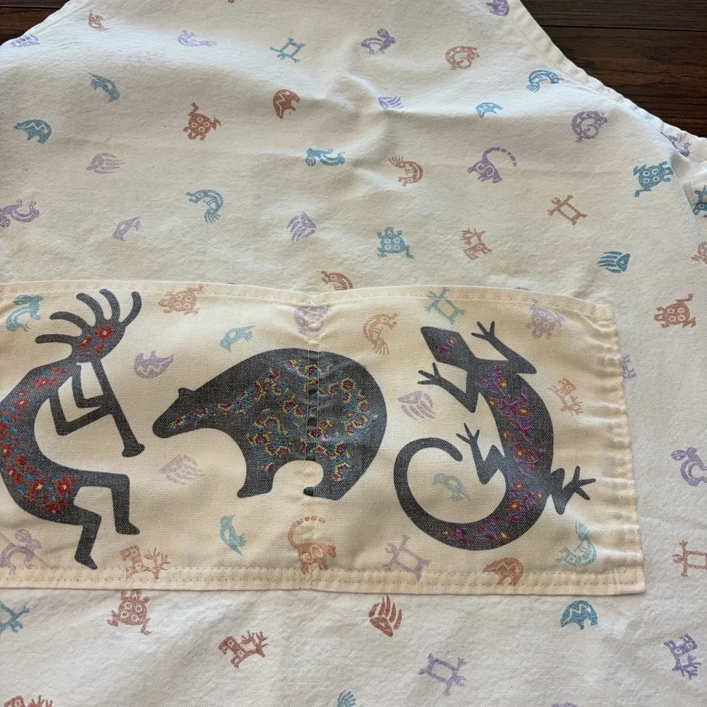 Vintage Kokopelli Apron Southwestern Aztec Print Cottage Kitchen Decor